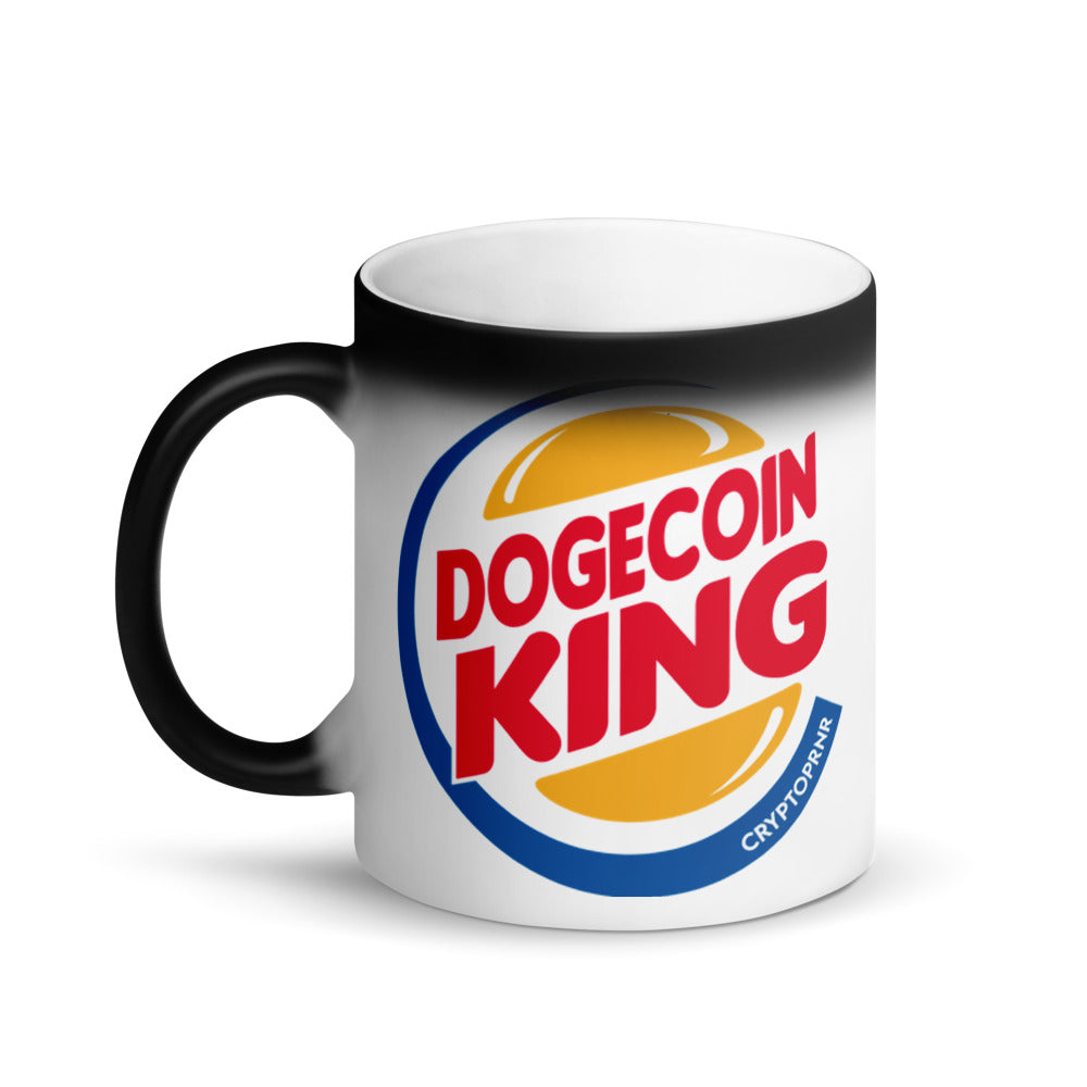 Original DOGECOIN KING Matte Black Magic Mug - CRYPTOPRNR®
